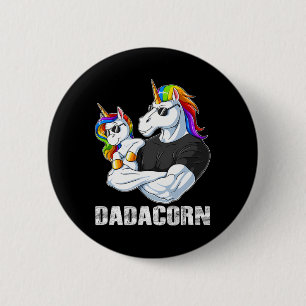 Dadacorn - Unicorn Dad And Baby Family Matching Ch 6 Cm Round Badge
