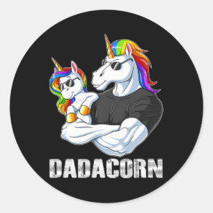 Dadacorn - Unicorn Dad And Baby Family Matching Ch Classic Round Sticker