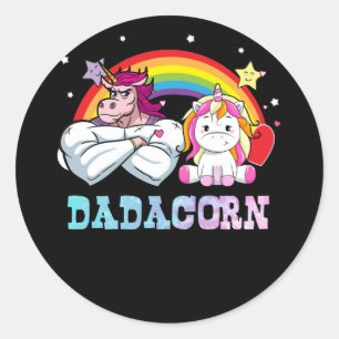 Dadacorn Unicorn Dad And Baby Fathers Day Classic Round Sticker