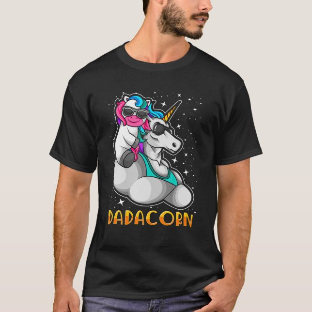 Dadacorn - Unicorn Dad and Baby Papa Sunglasses T-Shirt (Front)