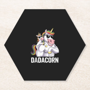 Dadacorn Unicorn Dad Father's Day Funny Rainbow Un Paper Coaster