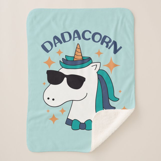 Dadacorn With Sunglasses Sherpa Blanket (Front)