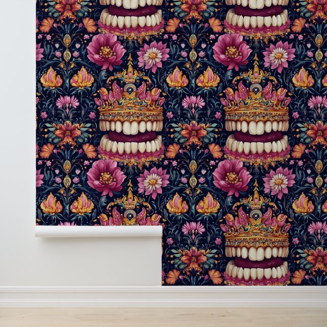 Dadaism Art Teeth Smile Crown Dental Clinic Decor Wallpaper (Application)