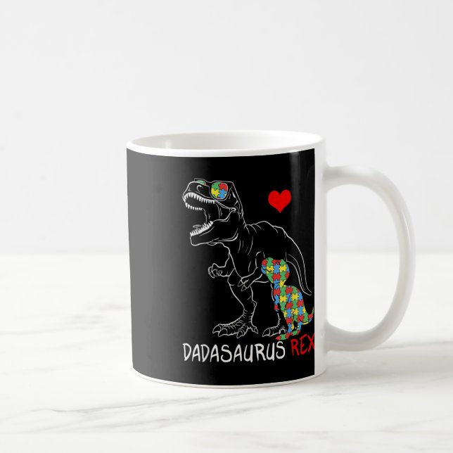 Dadasaurus Daddy Rex Autism Awareness Proud Dad Fa Coffee Mug (Right)
