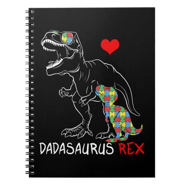 Dadasaurus Daddy Rex Autism Awareness Proud Dad Fa Notebook (Front)