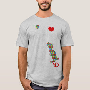 Dadasaurus Daddy Rex Autism Awareness Proud Dad Fa T-Shirt