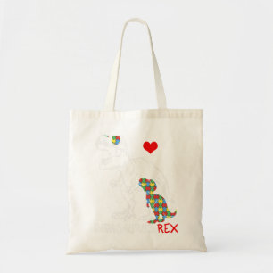 Dadasaurus Daddy Rex Autism Awareness Proud Dad Fa Tote Bag