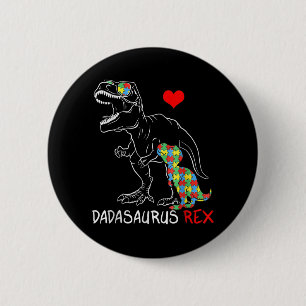 Dadasaurus Rex Autism Awareness Proud Dad Father's 6 Cm Round Badge