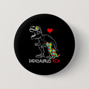 Dadasaurus Rex Autism Awareness Proud Dad Fathers 6 Cm Round Badge