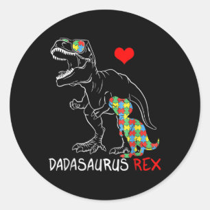 Dadasaurus Rex Autism Awareness Proud Dad Father's Classic Round Sticker