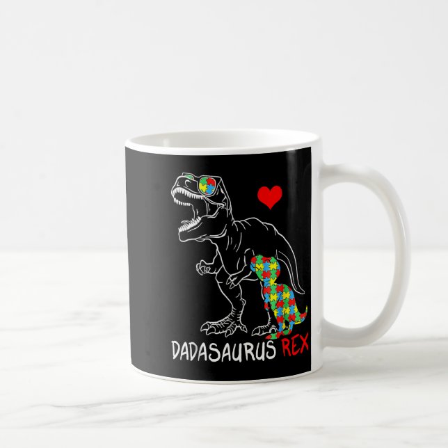 Dadasaurus Rex Autism Awareness Proud Dad Fathers  Coffee Mug (Right)