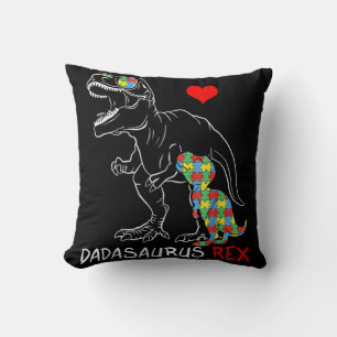 Dadasaurus Rex Autism Awareness Proud Dad Father's Cushion