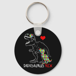 Dadasaurus Rex Autism Awareness Proud Dad Father's Key Ring