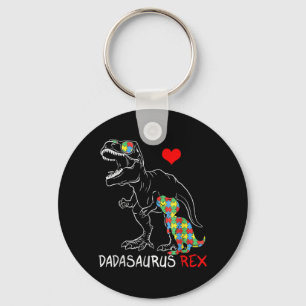 Dadasaurus Rex Autism Awareness Proud Dad Father's Key Ring