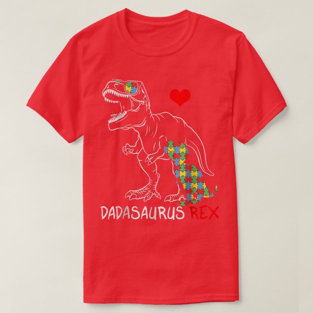 Dadasaurus Rex Autism Awareness Proud Dad Father's T-Shirt (Design Front)