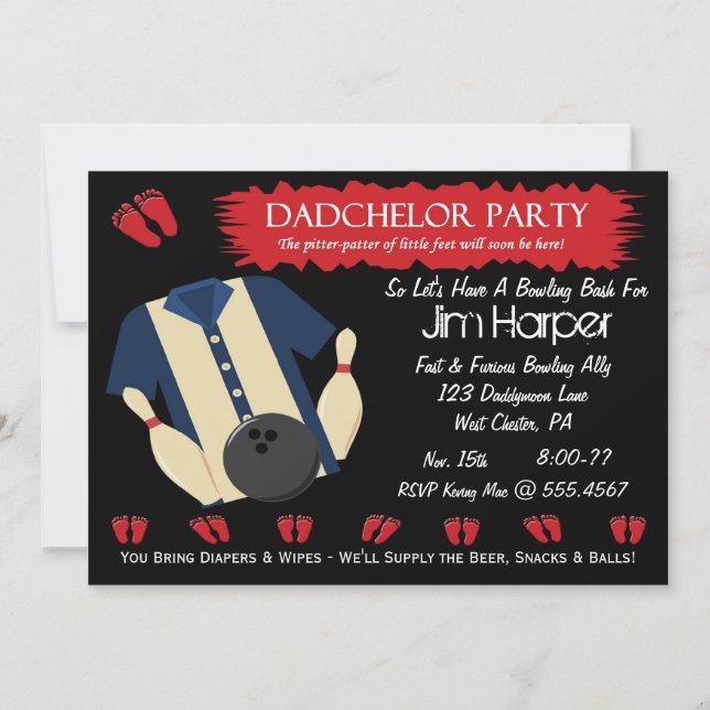 Dadchelor Bowling Party Invitations (Front)