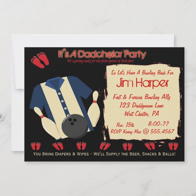 Dadchelor Bowling Party Invitations (Front)