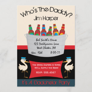 Dadchelor Diaper Keg Party Invitations