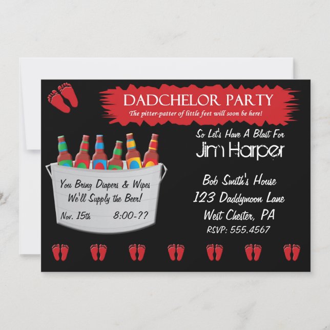Dadchelor Diaper Keg Party Invitations (Front)