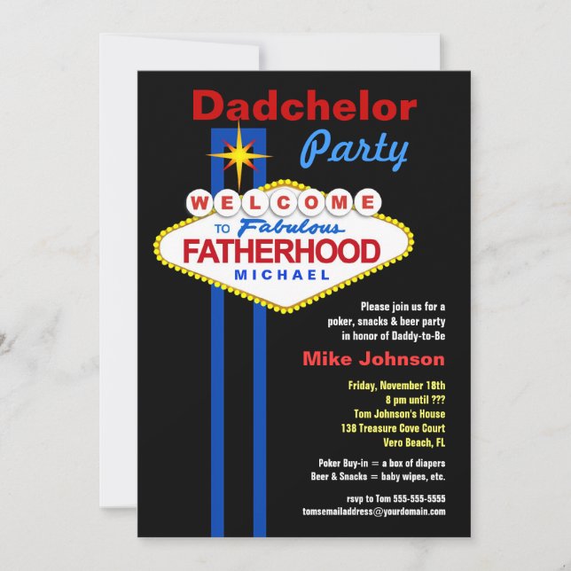 Dadchelor Party - Daddymoon Man Shower Invitations (Front)