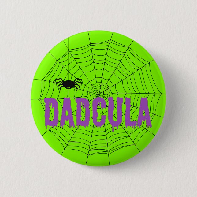 Dadcula Purple Dripping Font Spider Web Button (Front)