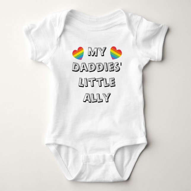  Daddies' Ally Rainbow Hearts Two Dads Cute Pride  Baby Bodysuit (Front)