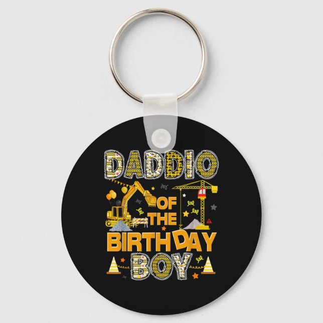Daddio Of The Birthday Boy Construction Worker Key Ring (Front)