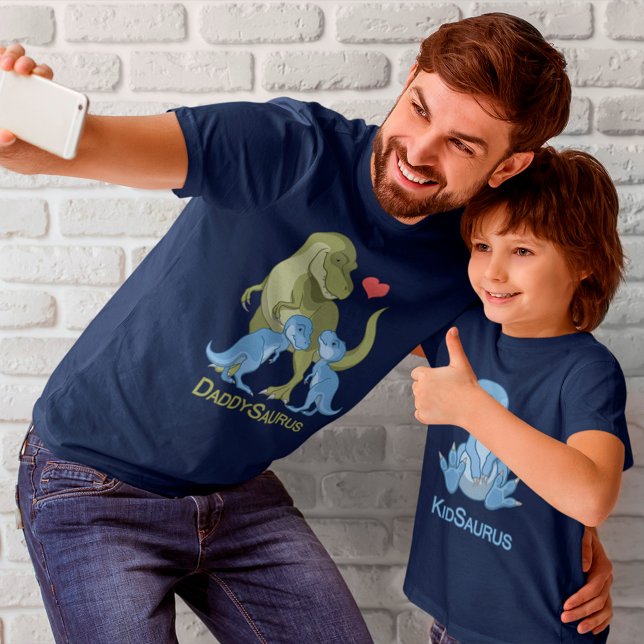 DaddSaurus T-Rex & Twin Baby Boy Dinosaurs T-Shirt (Creator Uploaded)