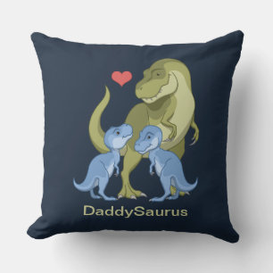 DaddSaurus T-Rex & Twin Baby Boy Dinosaurs Throw P Cushion