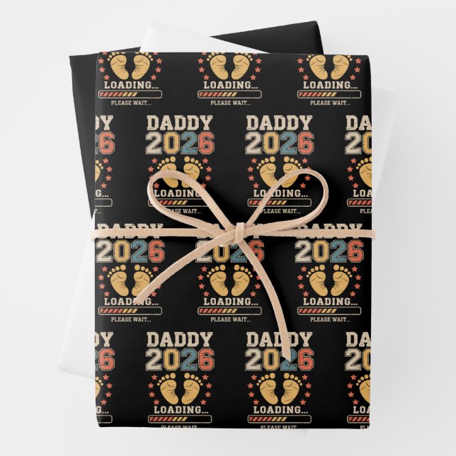 Daddy 2026 Loading Baby Announcement Expecting Dad Wrapping Paper Sheet (In situ)