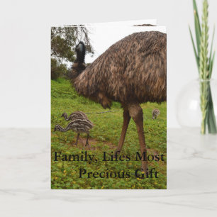 Daddy And Baby Emu Chicks, Birthday Love Card. Card