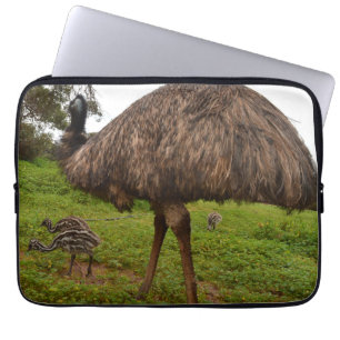 Daddy And Baby Emus Going For A Walk, Laptop Sleeve