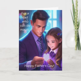 Daddy and Daughter Doing Magic Holiday Card