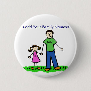 Daddy and Daughter Family Personalised Name Button