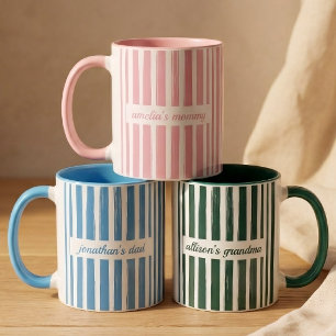 Daddy and Mummy   Custom Stripes Baby Announcement Mug