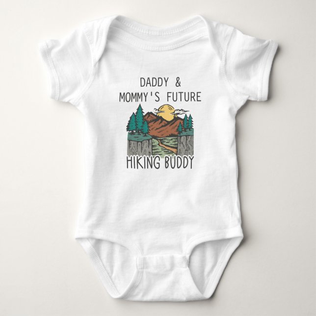 Daddy and Mummy's Future Hiking Buddy - Cute Hiker Baby Bodysuit (Front)