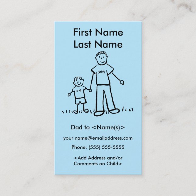 Daddy and Son Custom Photo Calling Playdate Cards (Front)