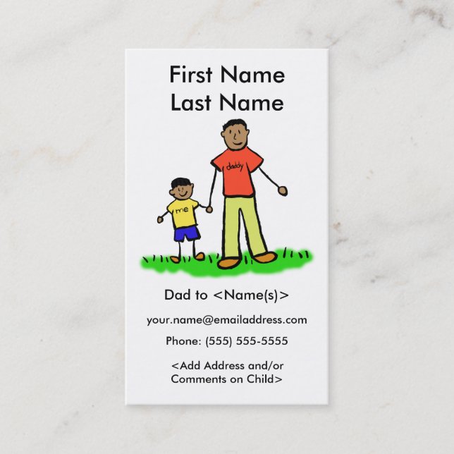Daddy and Son Custom Photo Calling Playdate Cards (Front)