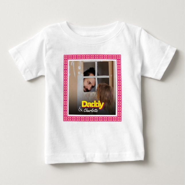 Daddy Baby Boy Baby Girl Daughter Son Custom Photo T-Shirt (Front)