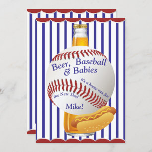 Daddy Baby Shower Beer Baseball and Babies Invitation