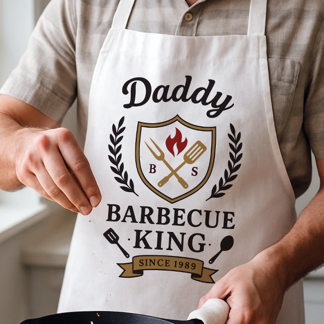 Daddy Barbecue King Apron Custom Name and Year (Creator Uploaded)