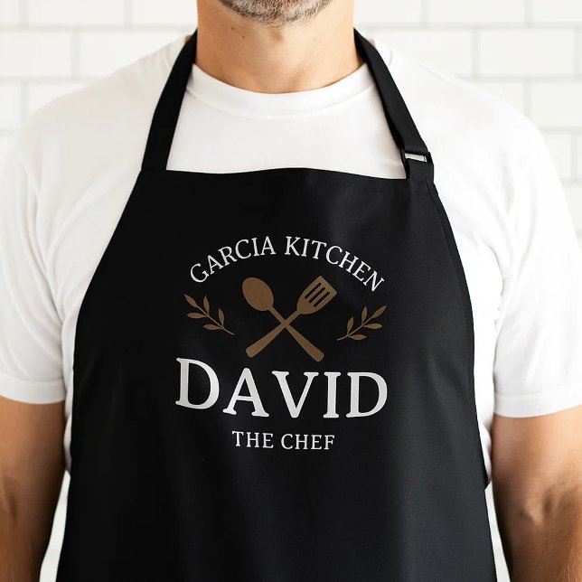 Daddy — Barbecue King Personalised BBQ Apron (Custom Family Kitchen Apron for Men with Name and Chef Title)