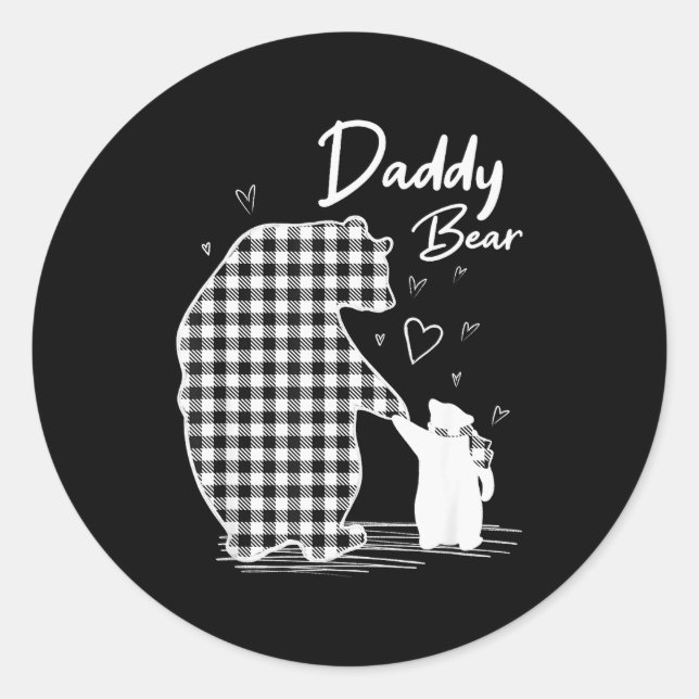 Daddy Bear Christmas Pajama G Buffalo Plaid  Classic Round Sticker (Front)