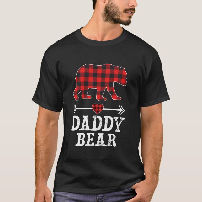 Daddy Bear Christmas Pajama Red Plaid Buffalo T-Shirt (Front)