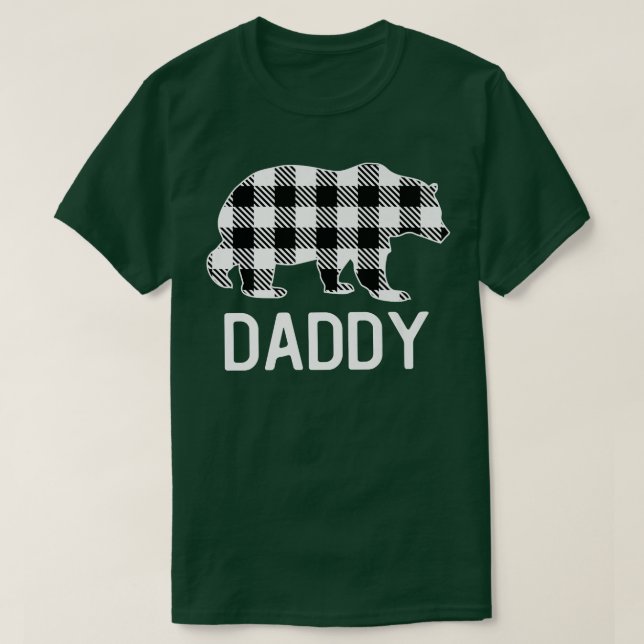 Daddy Bear Pajama Grey Buffalo Plaid Premium  T-Shirt (Design Front)