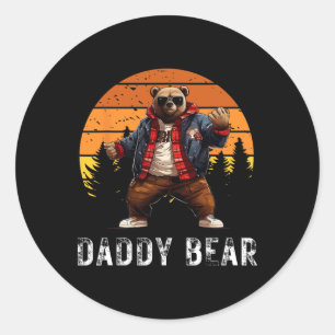 Daddy Bear Papa Bear Best Idea Fathers Day Retro C Classic Round Sticker