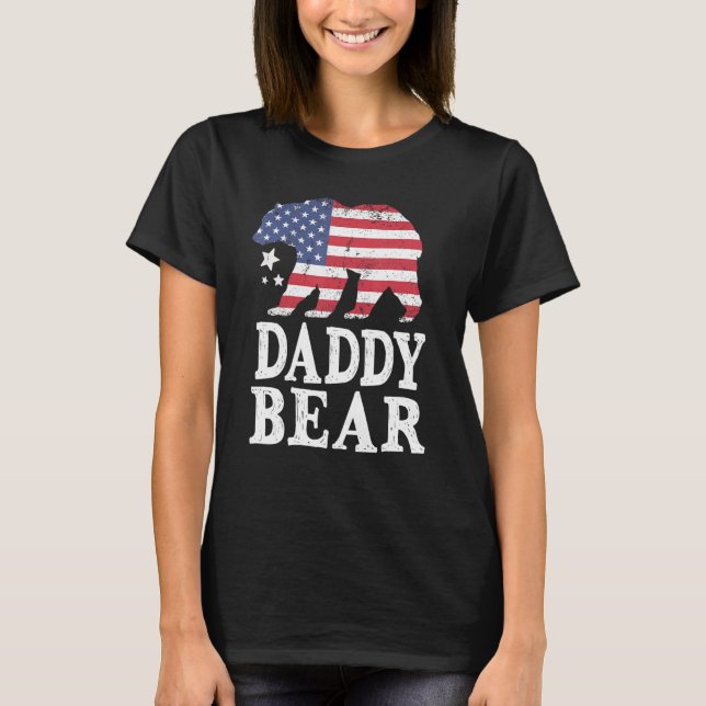 Daddy Bear Patriotic Flag Matching Family 4th Of J T-Shirt (Front)