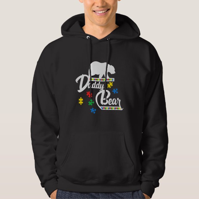 Daddy Bear Puzzle Autism Awareness Dads Hoodie (Front)