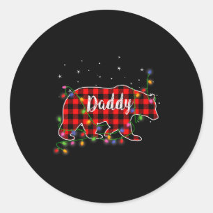 Daddy Bear Red Plaid Christmas Pajama Family Gift Classic Round Sticker