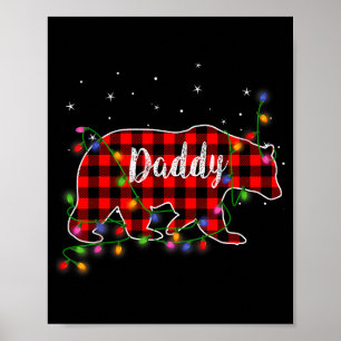 Daddy Bear Red Plaid Christmas Pajama Family Gift Poster